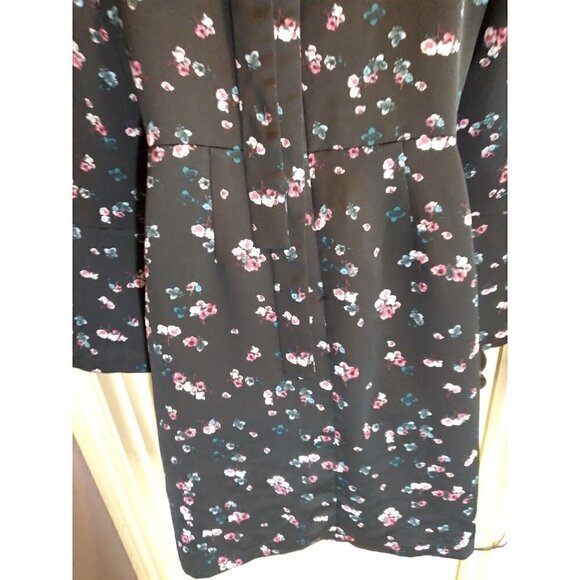 Banana Republic Dress Blue Floral Tie Open Back Bell Sleeves Sz 6 Bust 36 Length - Picture 7 of 9